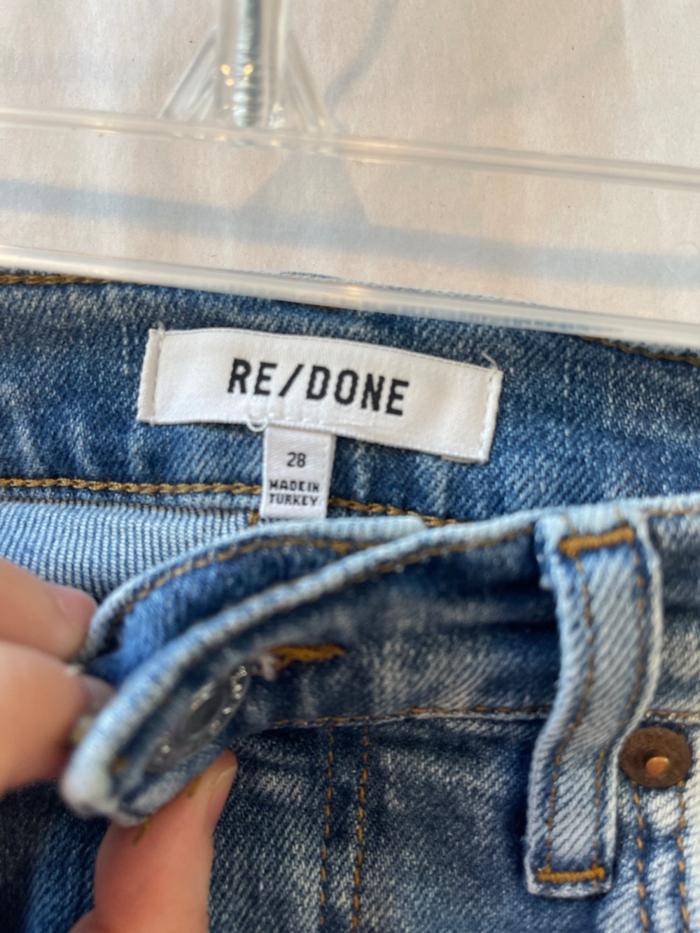 Re/Done Medium Wash Distressed High-Rise Jeans NWT size 28 - Picture 5 of 9